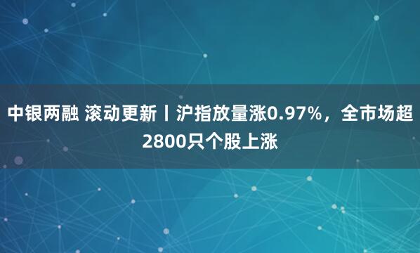 中银两融 滚动更新丨沪指放量涨0.97%，全市场超2800只个股上涨